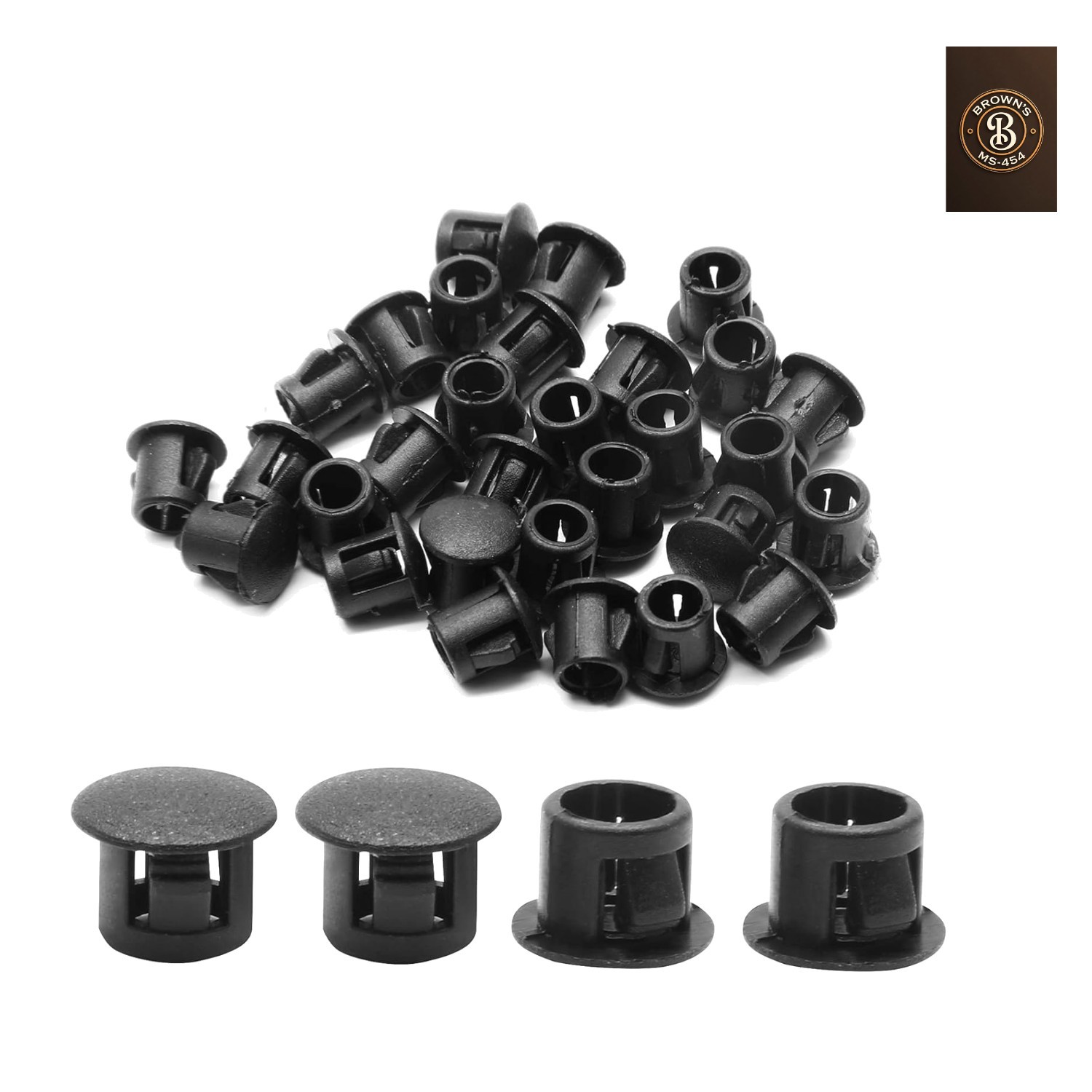 30PCS 10mm 3/8″ Black Hole Plugs Plastic Flush Type Hole Plugs Snap in Lockin…