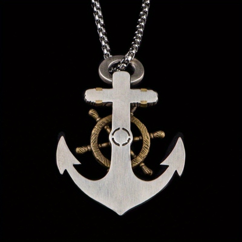Men’s and Women’s Hip Hop Style Anchor Pendant Alloy Necklace Unisex Jewelry