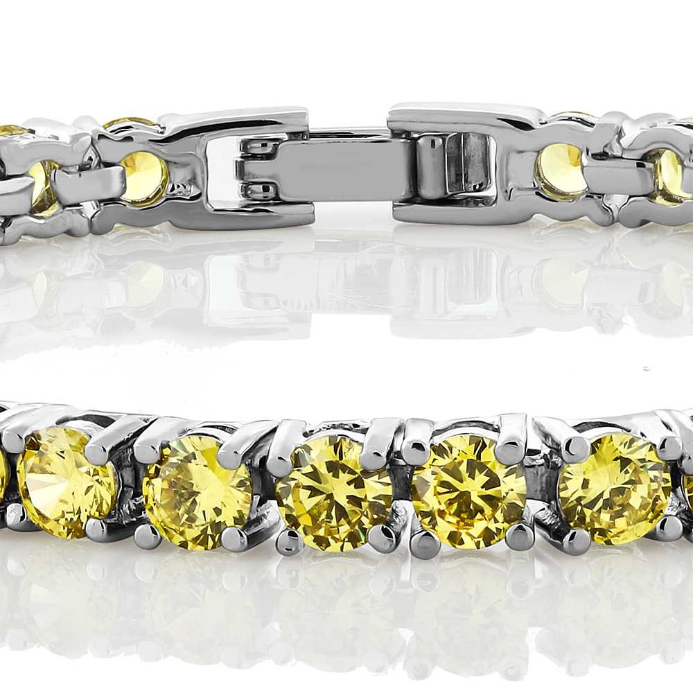 12.00 Cttw Canary Yellow Cubic Zirconias CZ Tennis Bracelet For Women | 7 Inch