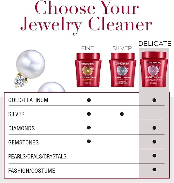 CONNOISSEURS Premium Delicate Jewelry Cleaner 9.6oz Value Size Solution NEW