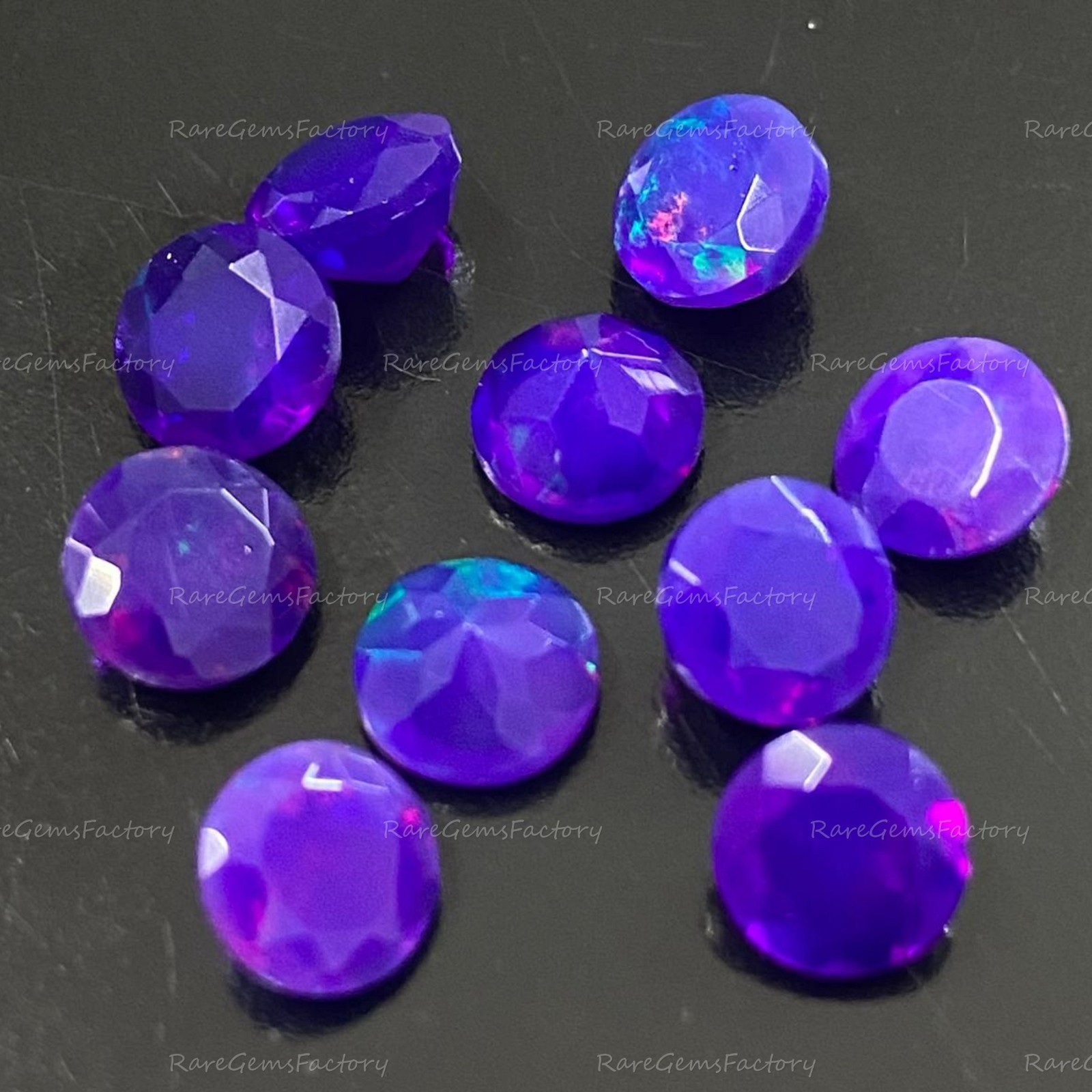 Natural Purple Ethiopian Opal Round Faceted Cut AAA Grade Calibrated Gemstones