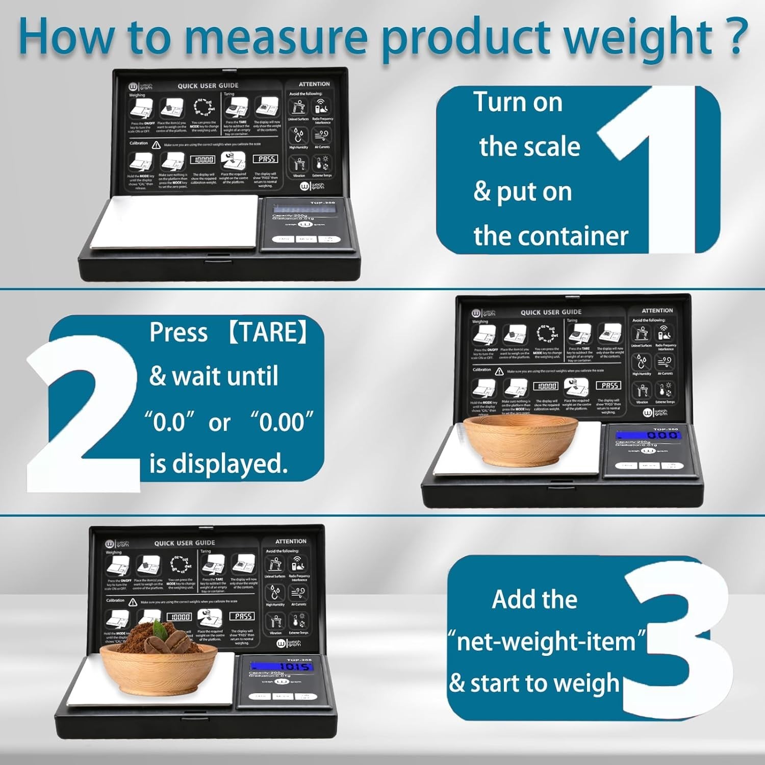 200g Digital Pocket Gram Scale 0.01g Accuracy, 200g x 0.01g Mini Digital Gram…
