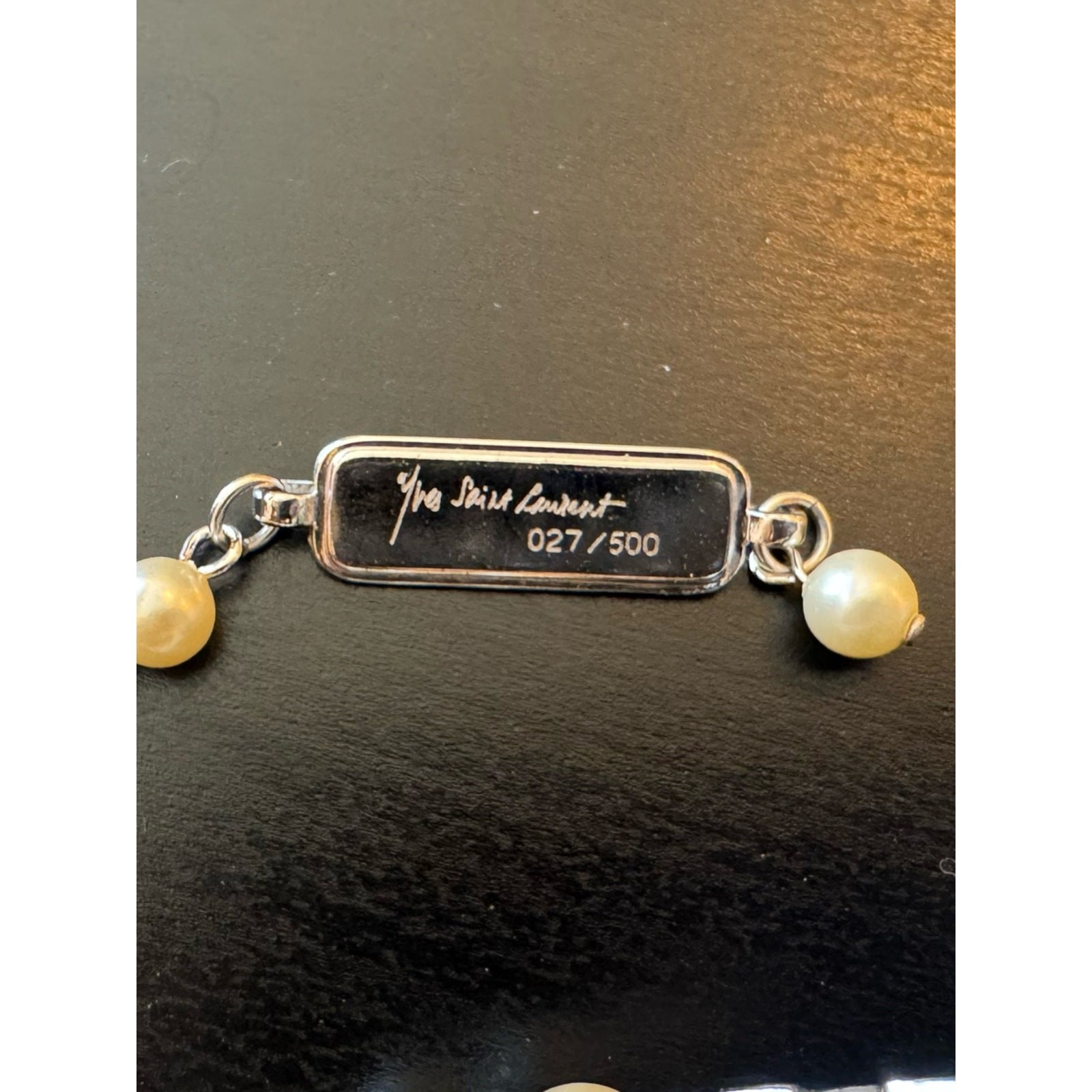 Vintage Yves Saint Laurent 027/500 Silver Faux Pearl Couture Statement Necklace