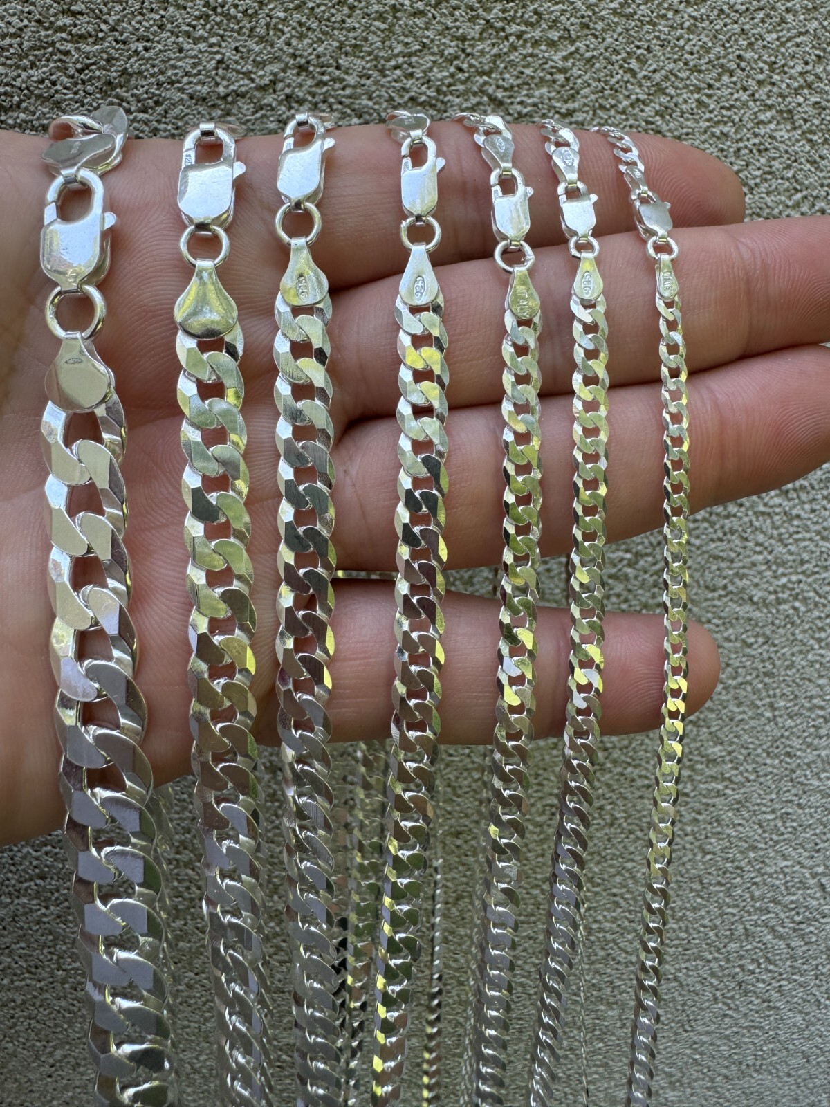 REAL Solid 925 Silver Flat Miami Curb Cuban Link Chain Necklace 3-11mm 16-30″