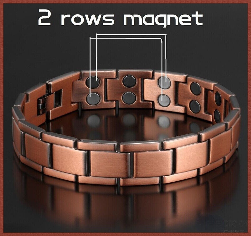 2 Pack Pure Copper Magnetic Bracelet Arthritis Pain Therapy Energy Cuff Bangle