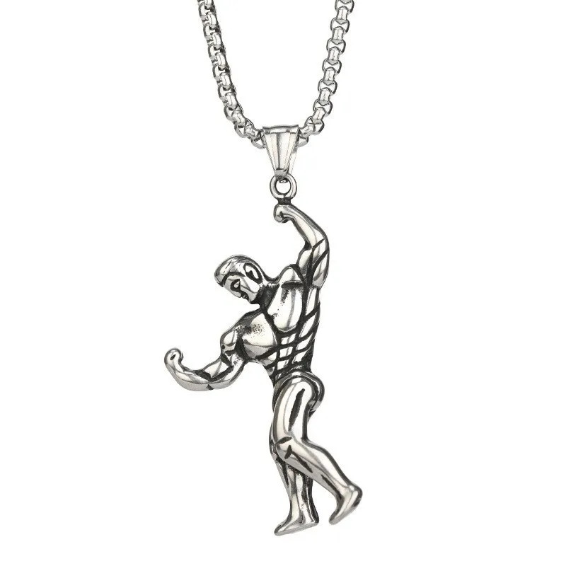 Men’s Titanium Steel Necklace Hip Hop Punk Trendy Anchor Pendant Stainless Steel