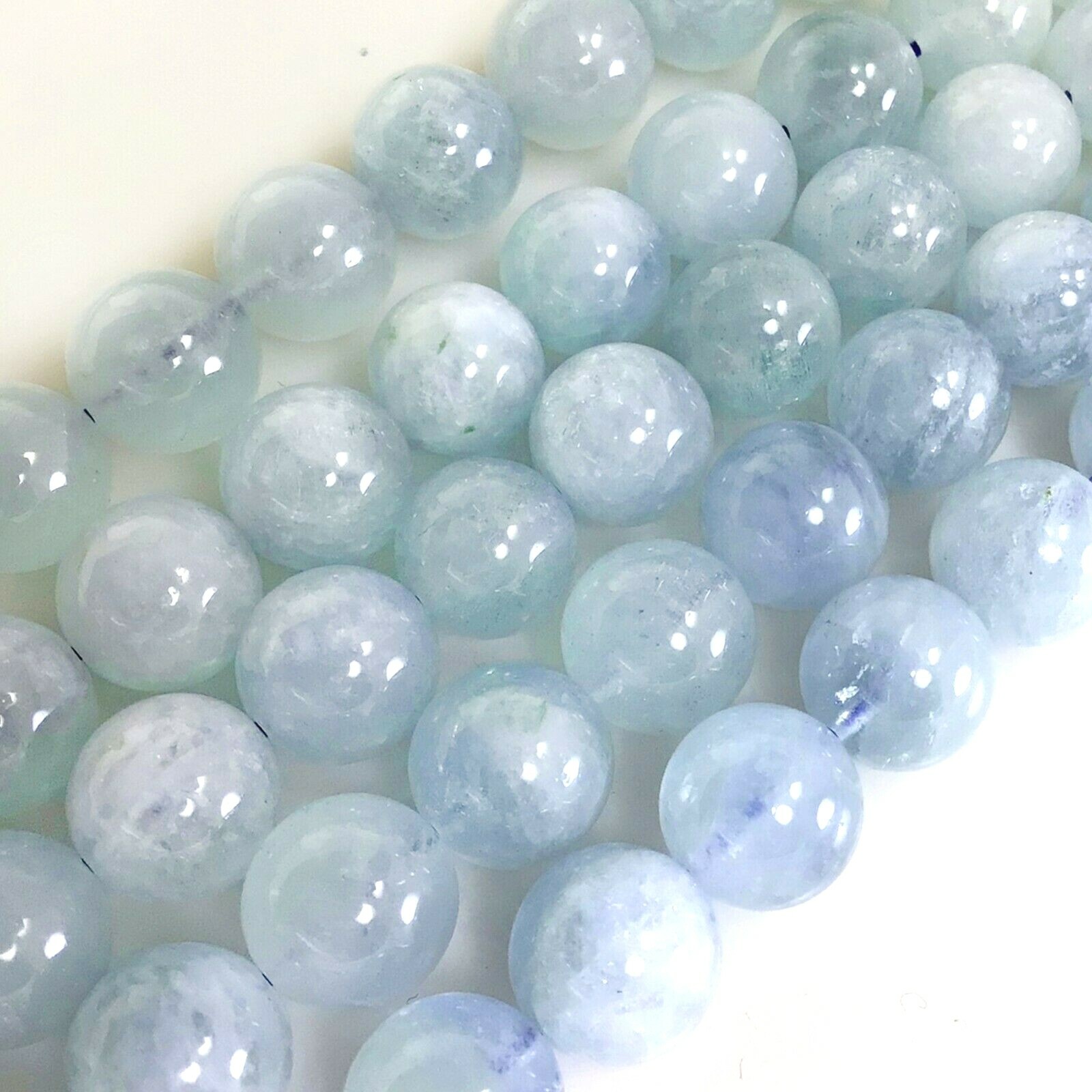 High Quality Natural Aquamarine Round Loose Beads 15″ strand 4mm 6mm 8mm 10 12mm