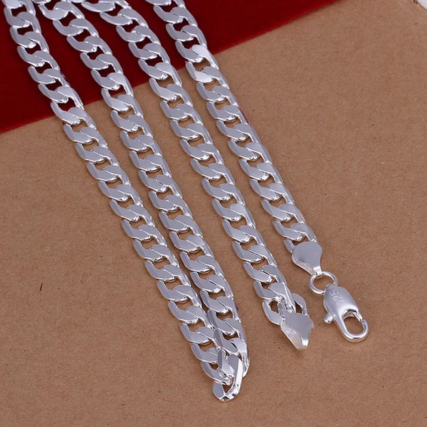 Fine 925 Sterling Silver Necklace fashion 6MM men solid chain women jewelry