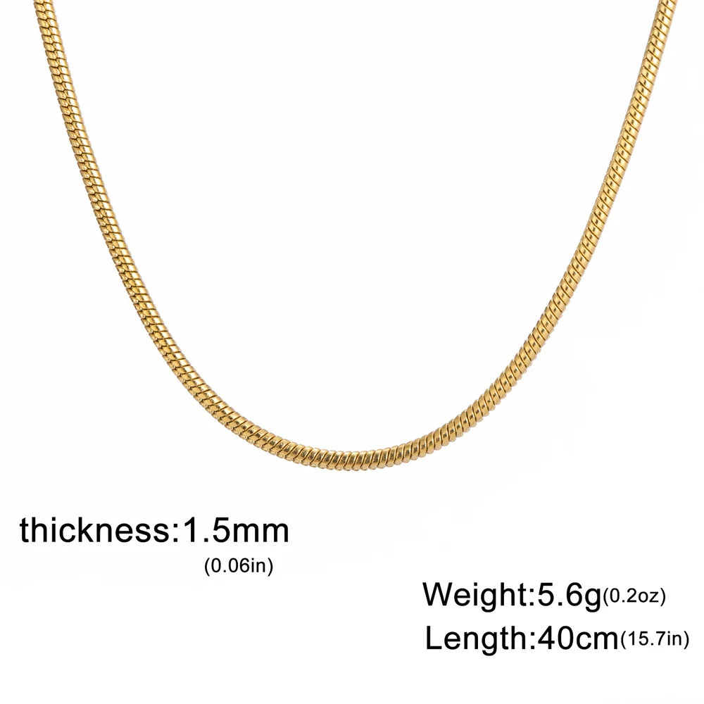 Snake Chain Necklace Stainless Steel 0.9mm 1.2mm 2mm 40-60cm Women Jewelry