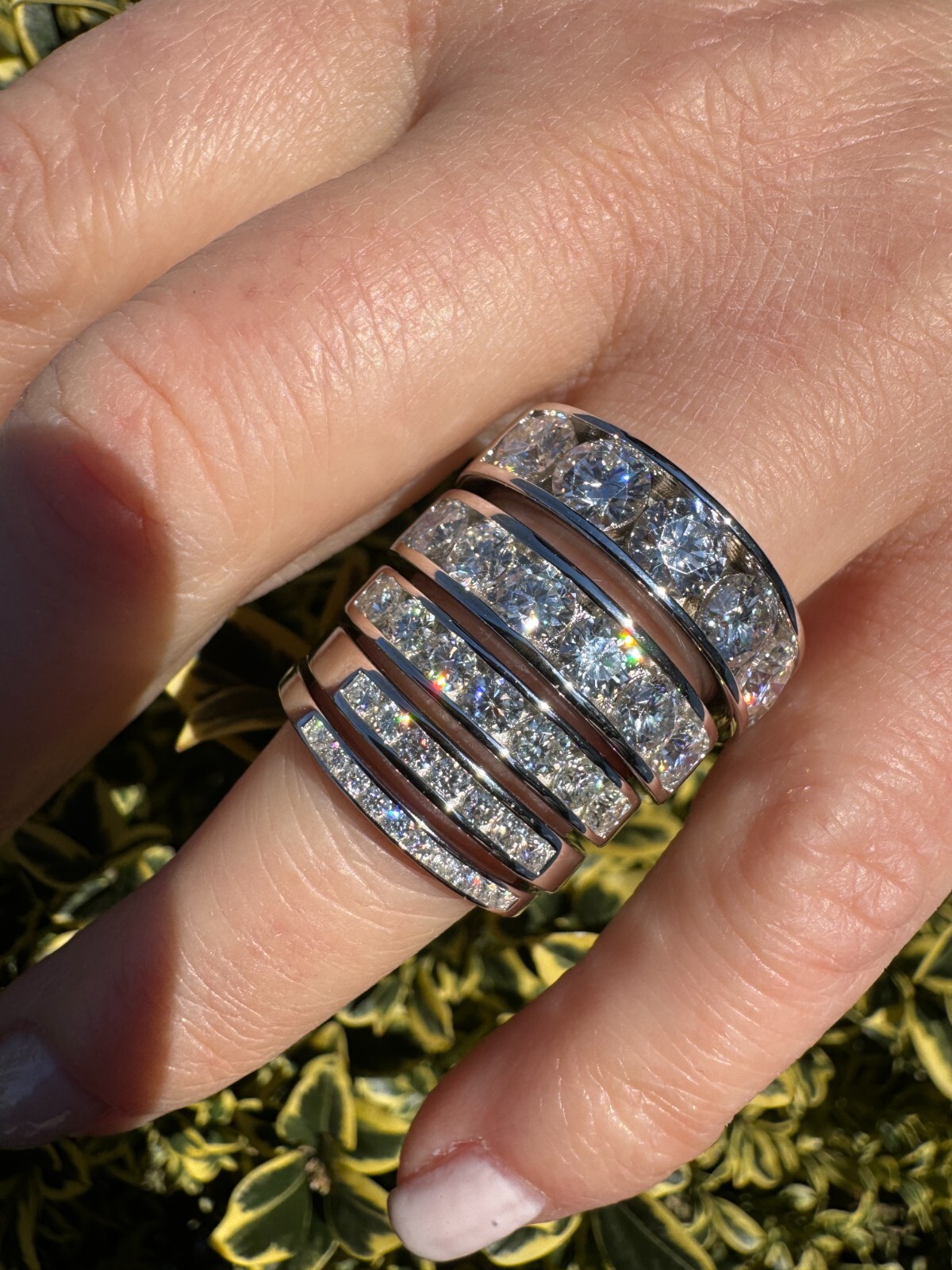 Real Moissanite Half Eternity Band Channel Set Wedding Ring 925 Silver 1.5mm-5mm