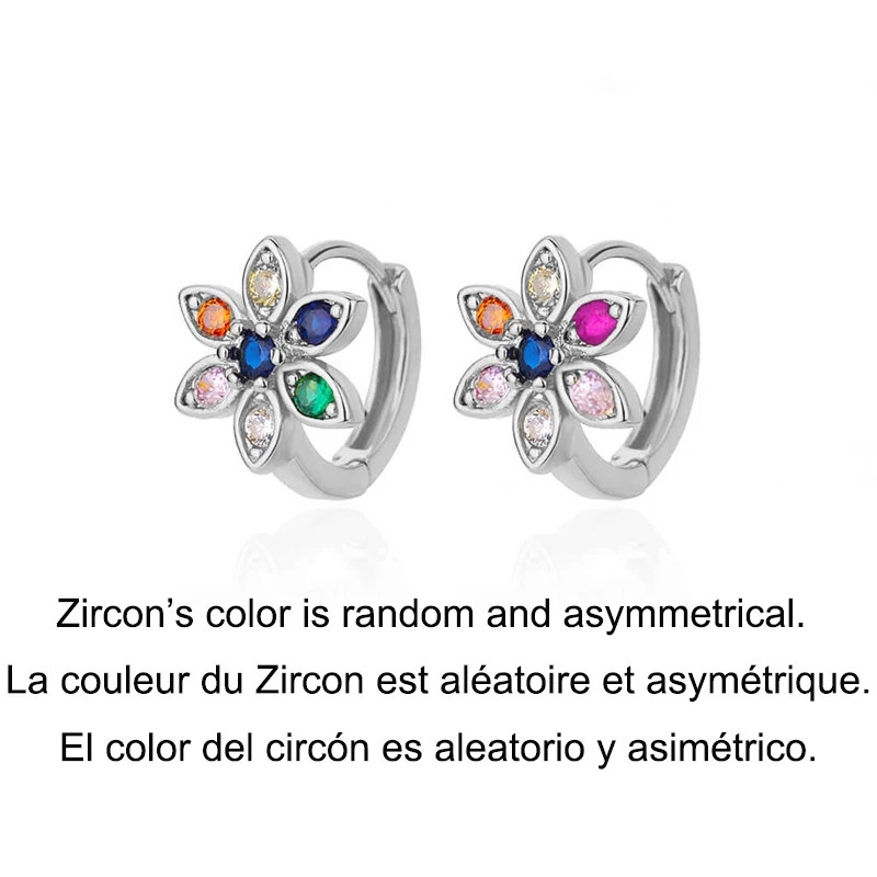 Huggie Hoop Earrings Women Gold Stainless Steel CZ Trendy Snowflake Flower
