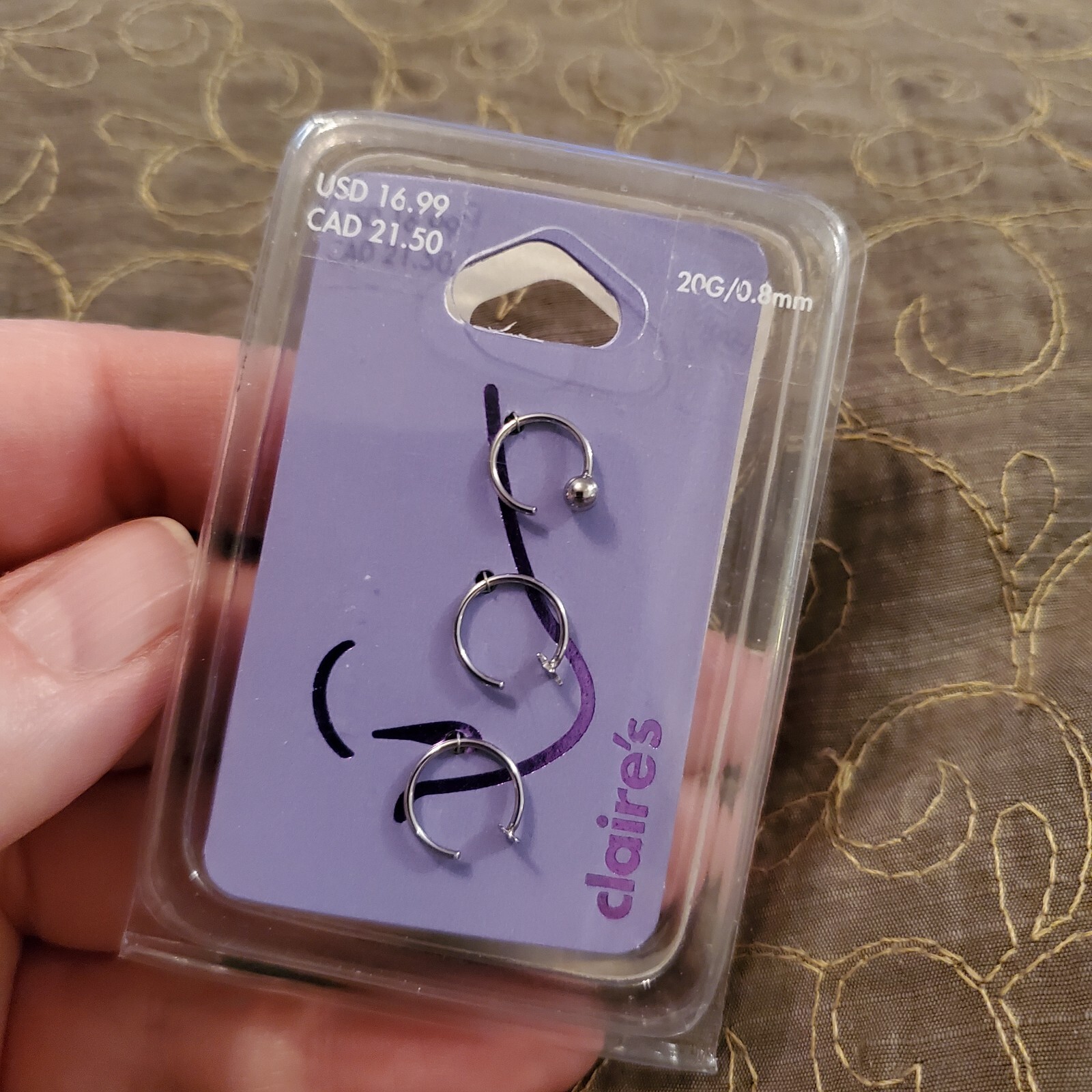 SALE Three 20 Gauge Nose Rings by Claire’s NWT NIP 20G / 0.8mm