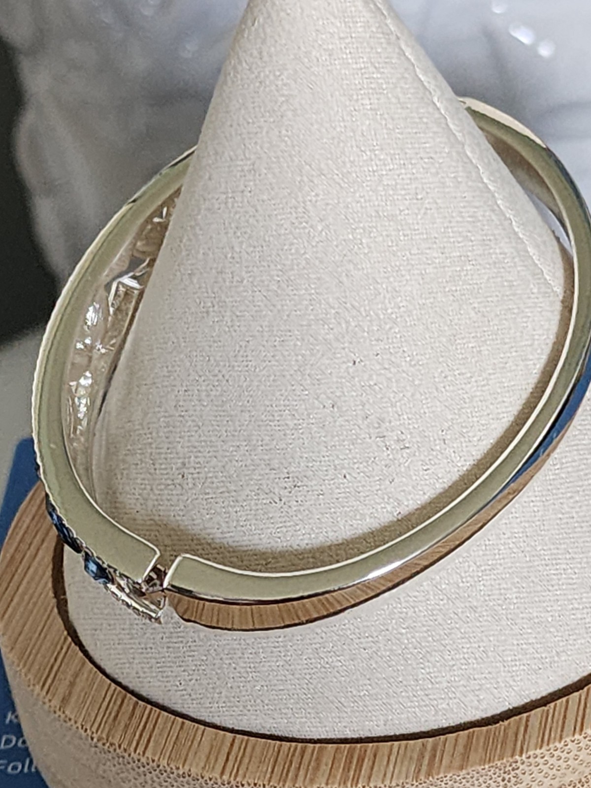 Anne Klein Silver Tone Blue Marquise Crystal Pavé Hinged Stackable Bangle NWT