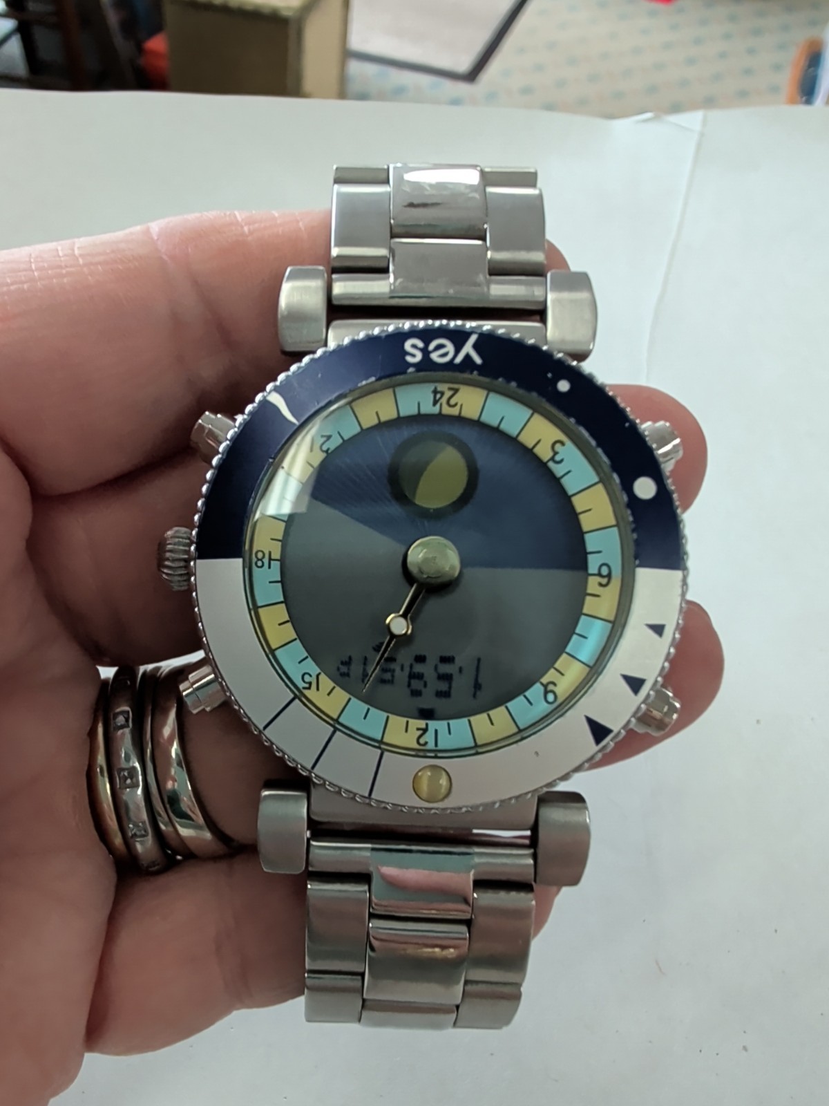 Mens YES Watch Chronograph Stainless Steel