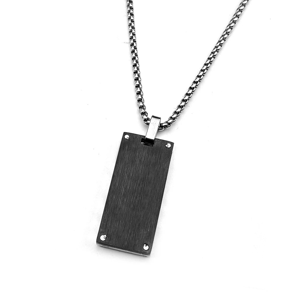 Hip Hop Stainless Steel Two-Tone Hollow Geometric Zebra Print Dog Tag Pendant Ne
