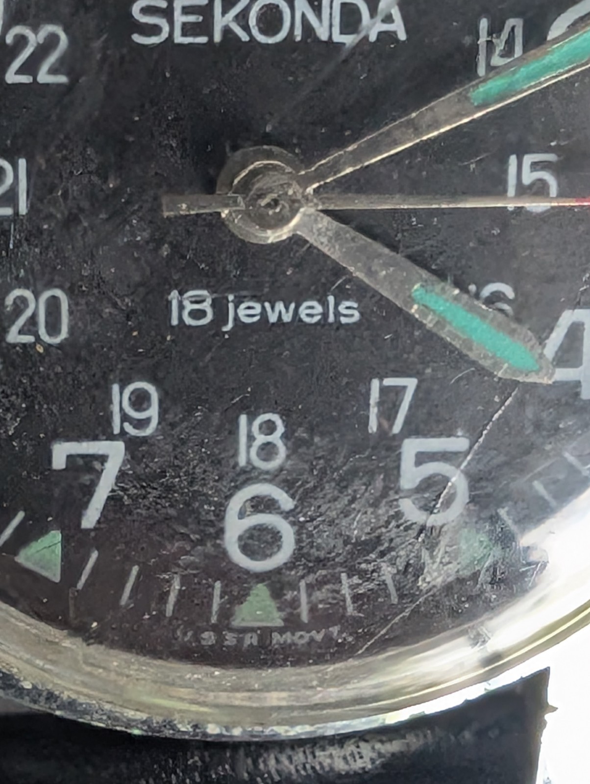 Vintage Sekonda 18 Jewel USSR Movement Military Watch Black Dial Working
