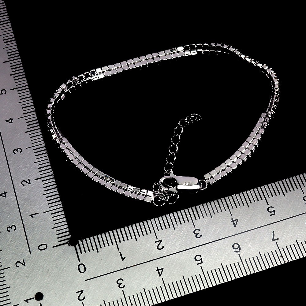 925 Sterling Silver Bracelet Round Tourmaline 1.5mm Gemstone Jewelry 8 In