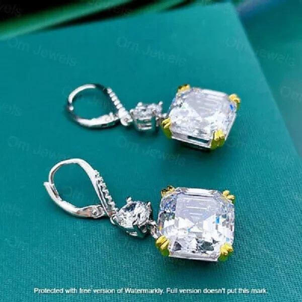 5Ct Lab Created Diamond Women Drop/Dangle Earrings 14K White Gold Finish