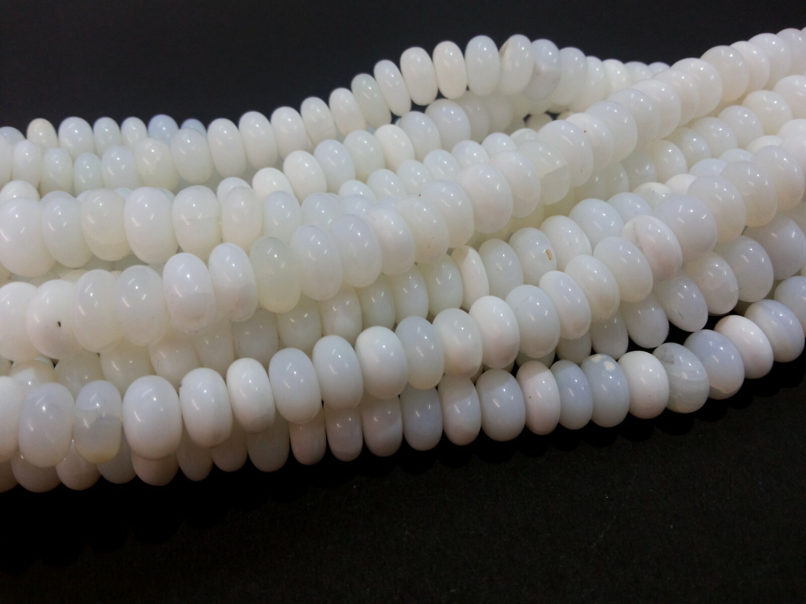 2 Strand Natural White Opal Rondelle Smooth 9-10mm Gemstone Loose Beads 8″inch