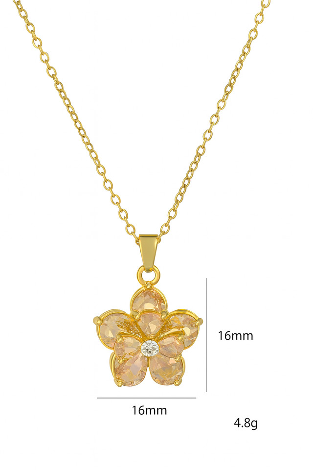 Woman’s Flower Jewelry Necklace Gemstone Gold Plated, Dainty Chain – Emerald