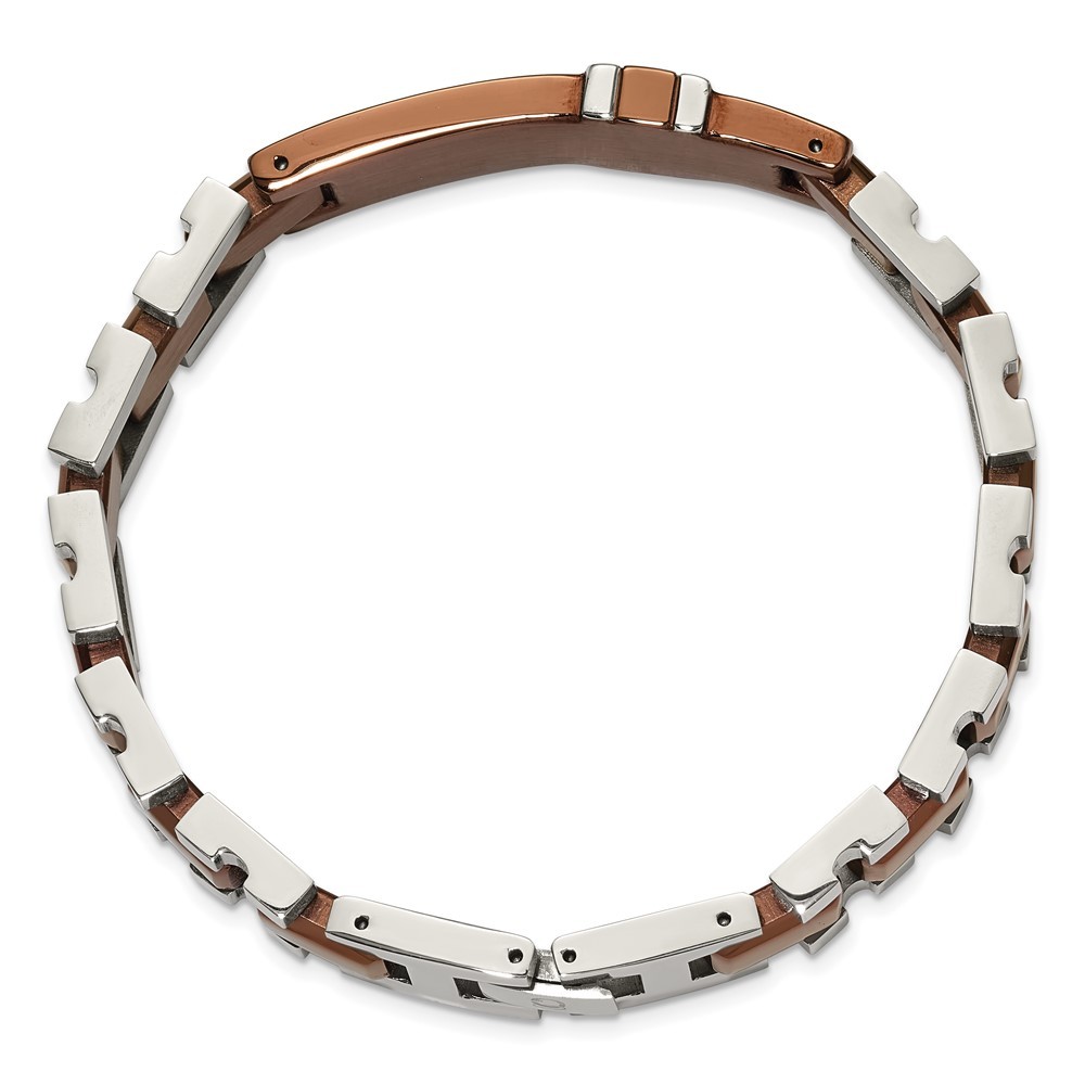 Stainless Steel Polished Brown IP-plated with .01 carat Diamond Bracelet 8.5″