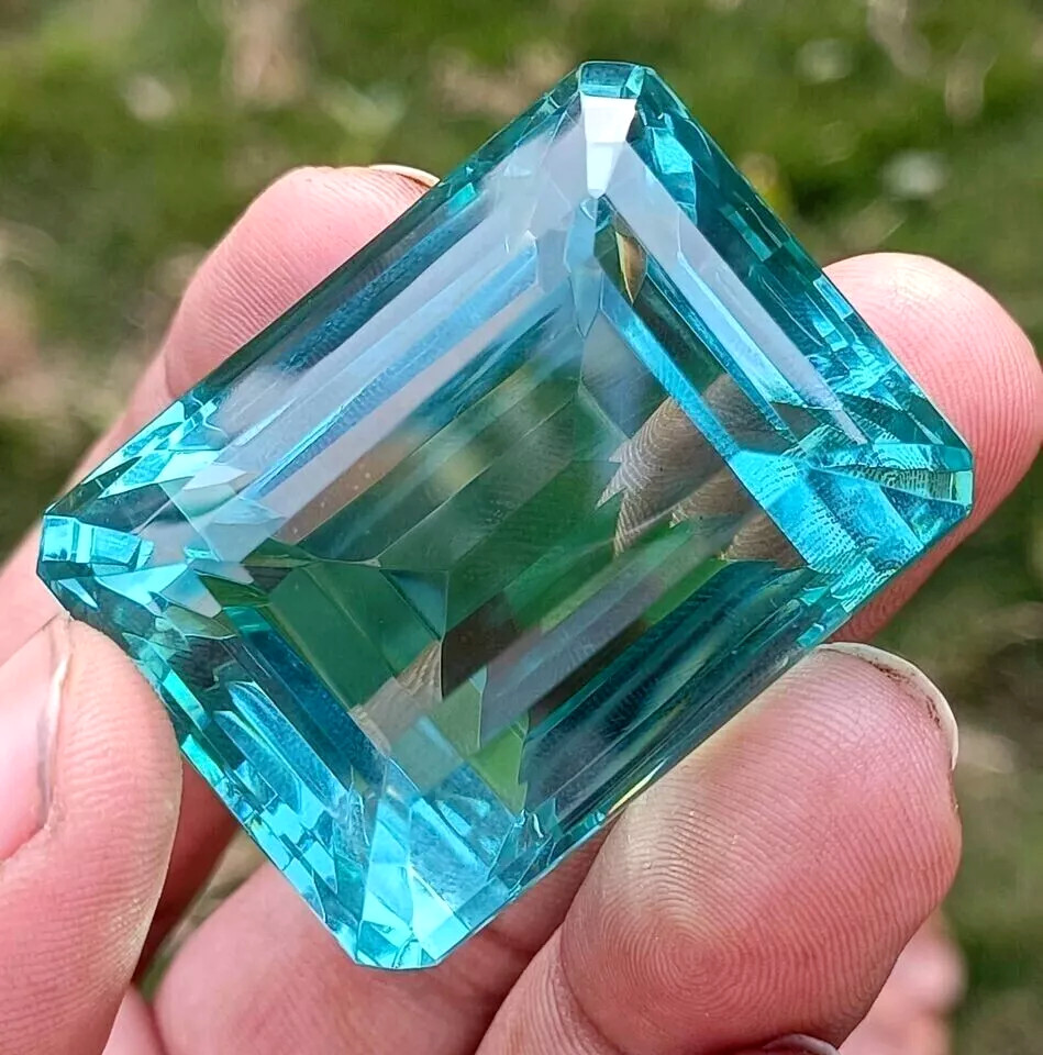 Certified Natural Brazilian 201 Ct Sky Blue Emerald Cut Topaz Loose Gemstone
