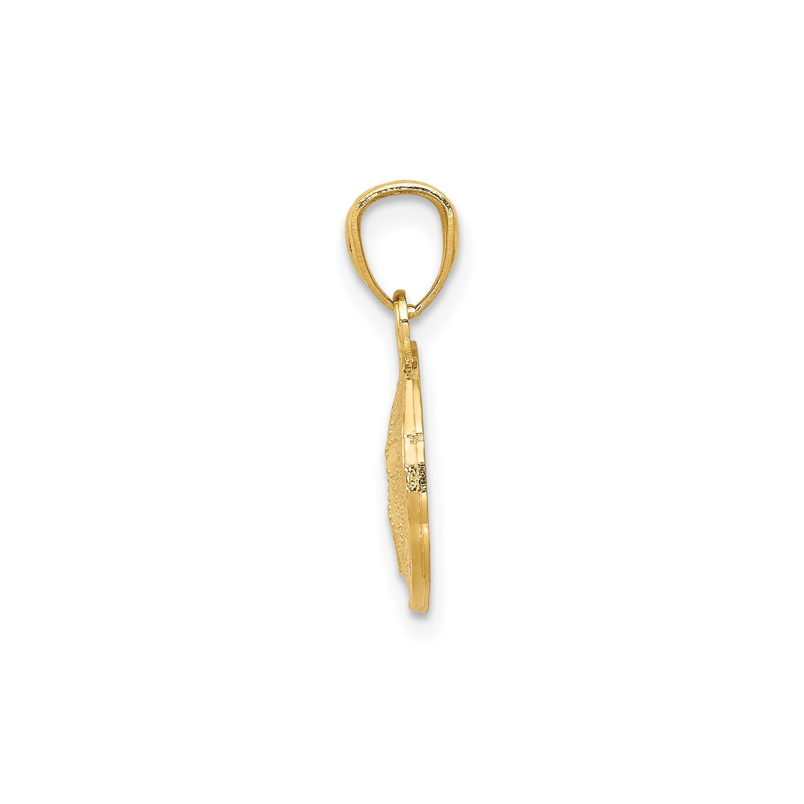 10k Yellow Gold Solid Sand Dollar Pendant Nautical Ocean Charm Fine Jewelry