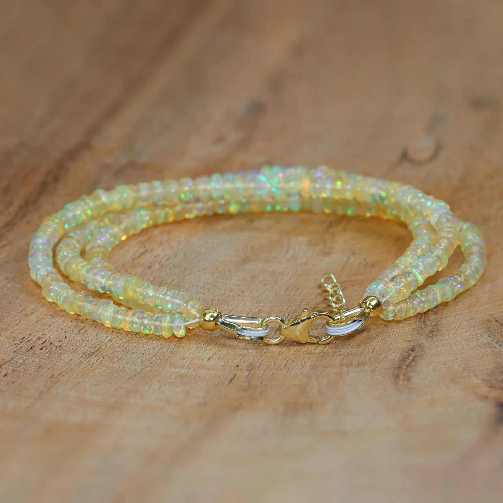 Genuine Yellow Opal Dainty Bracelet, Natural Fire Opal Three Beads Bracelet