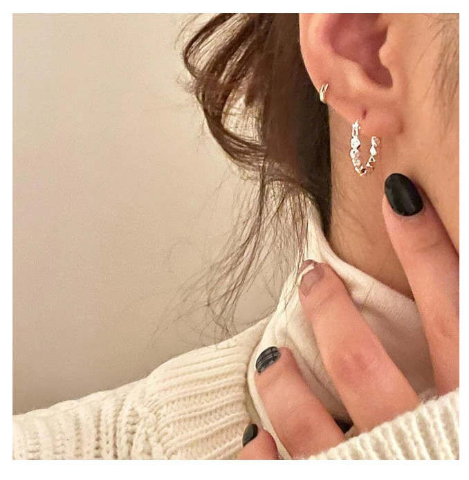 Women 925 Sterling Silver Geometric Block Huggie Hoop Earrings 23x4mm Gift PE