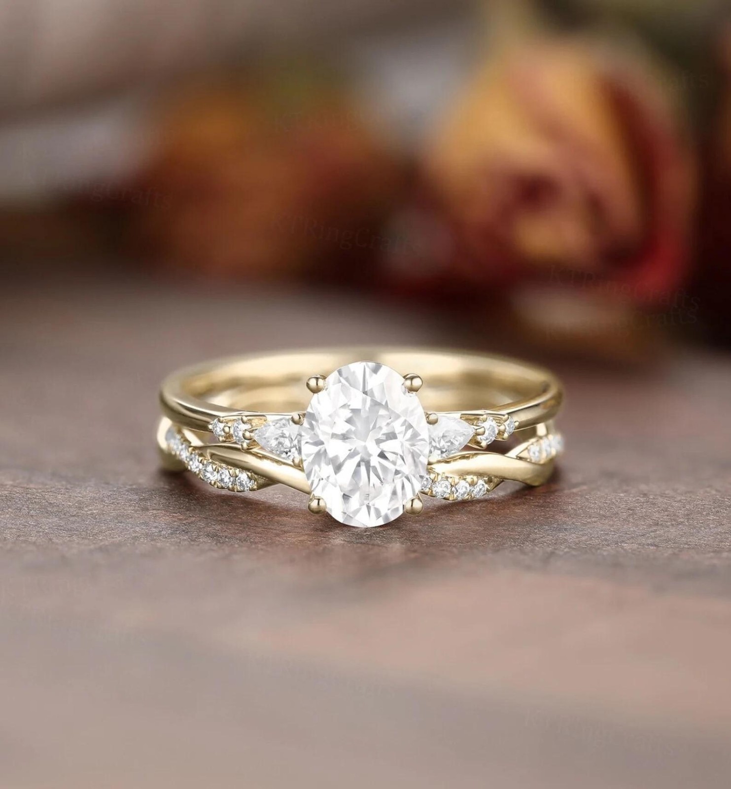 2CTW Oval Moissanite Engagement Ring set, Bridal set, Promise Ring For Her