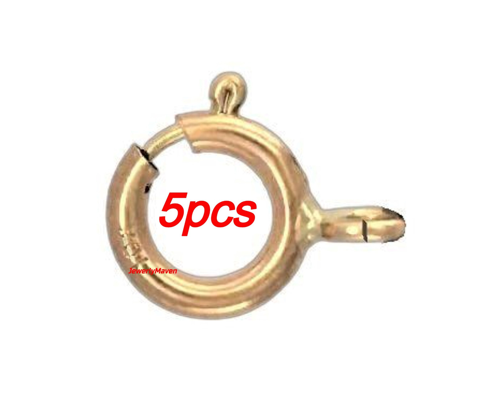 (5) FIVE PACK STANDARD WEIGHT 5mm 10k Yellow Gold Spring Ring Clasp OPEN Jump