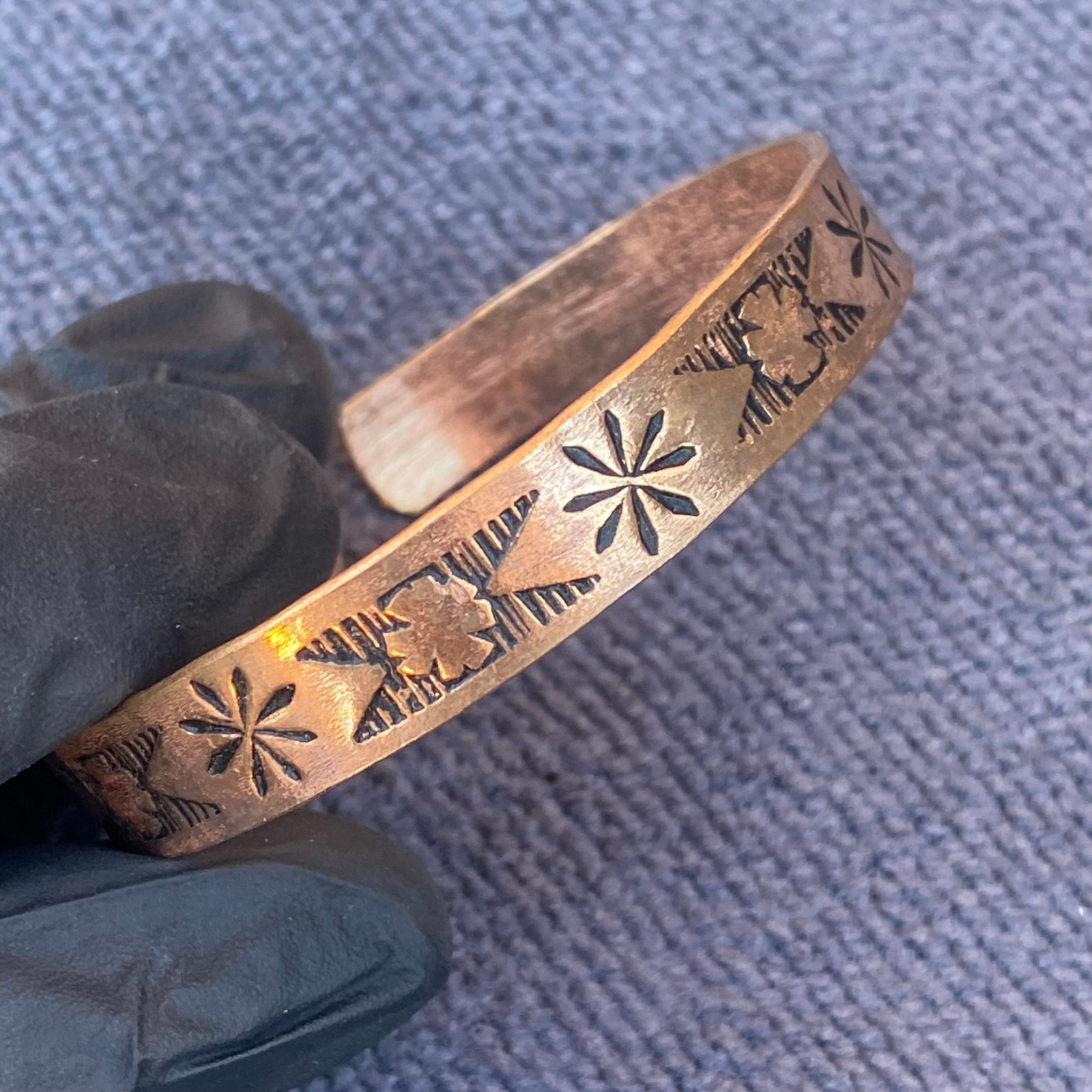 African Berber Bracelet Bangle Ethnic Tuareg African Jewelry Engraved Red Bronze