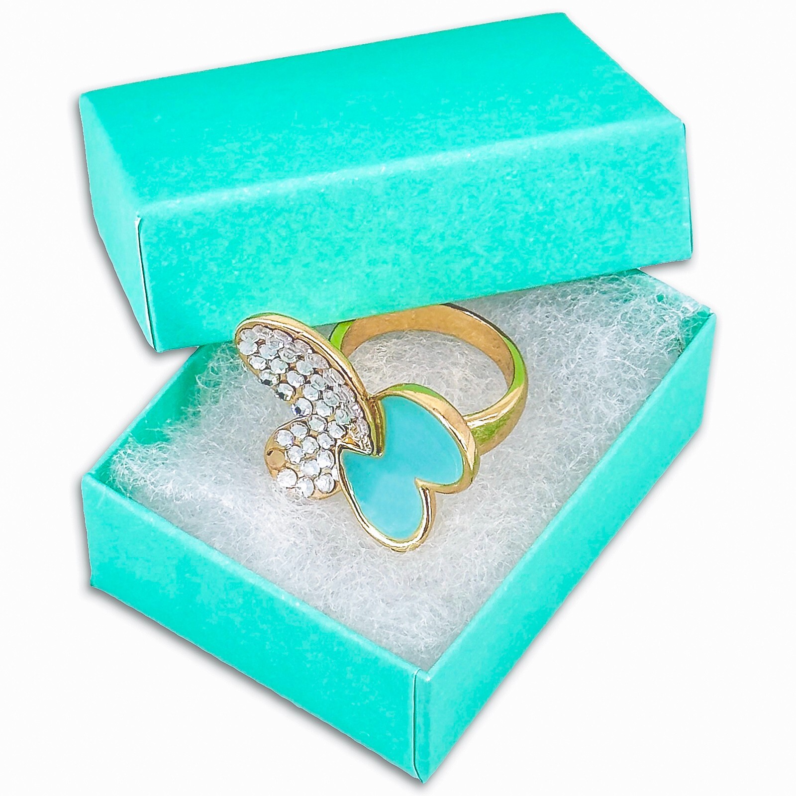 BULK Cardboard Kraft Paper JEWELRY GIFT BOXES Cotton Filled TEAL – for Shipping