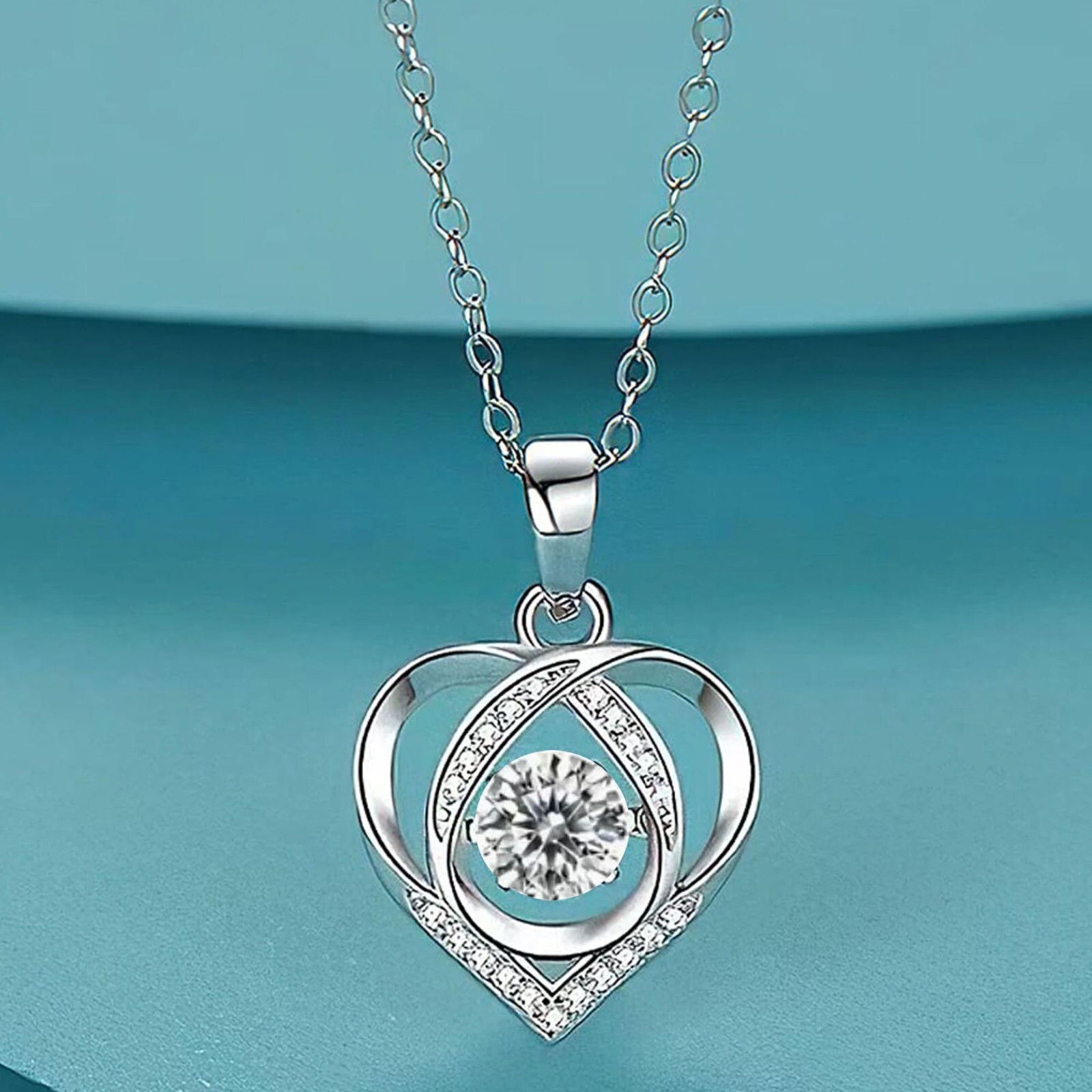 Love Heart Moissanite Elegant Design Fashion Pendant Necklace Jewelry Gift