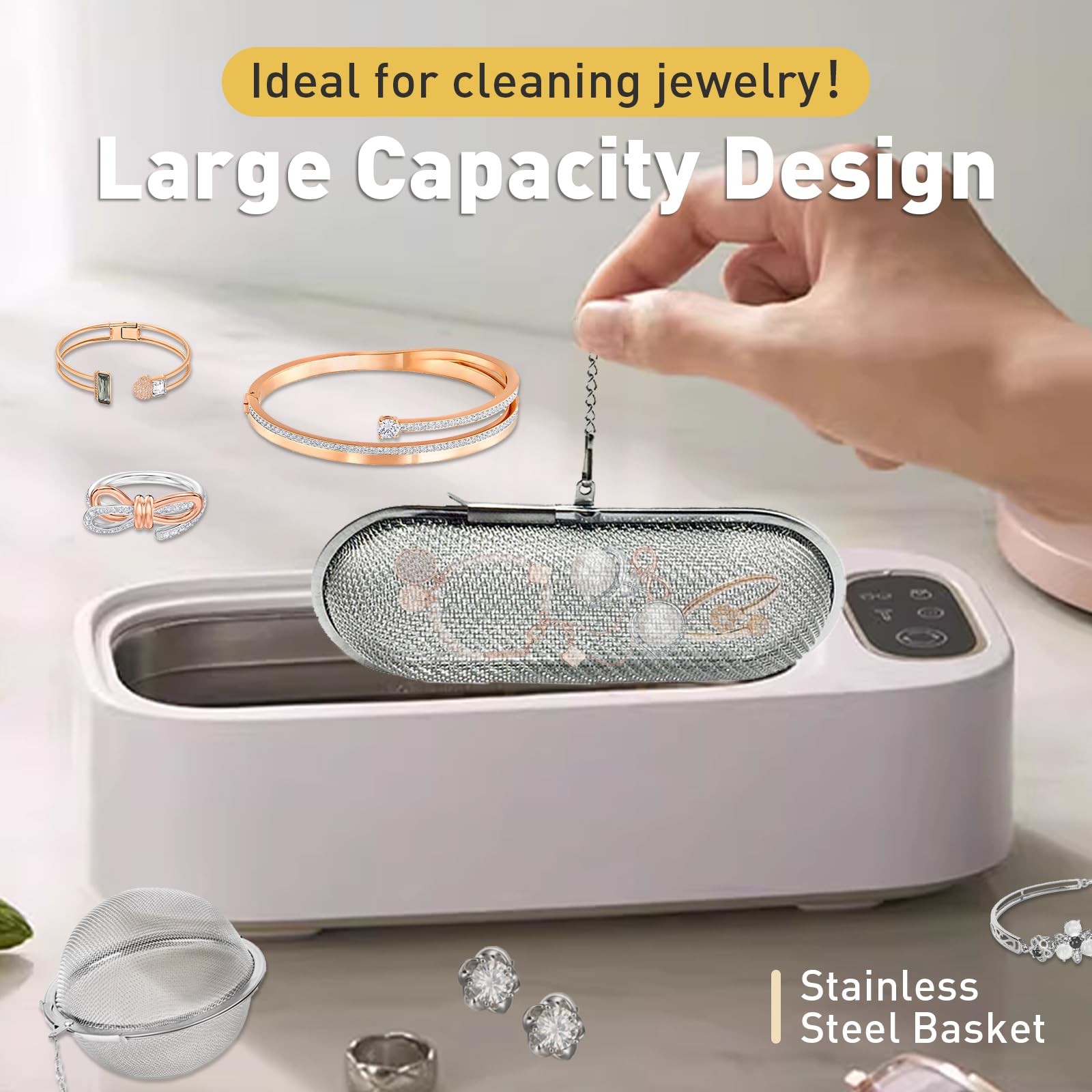 2PCS Stainless Steel Ultrasonic Cleaner Basket For Jewelry Small Parts Holder