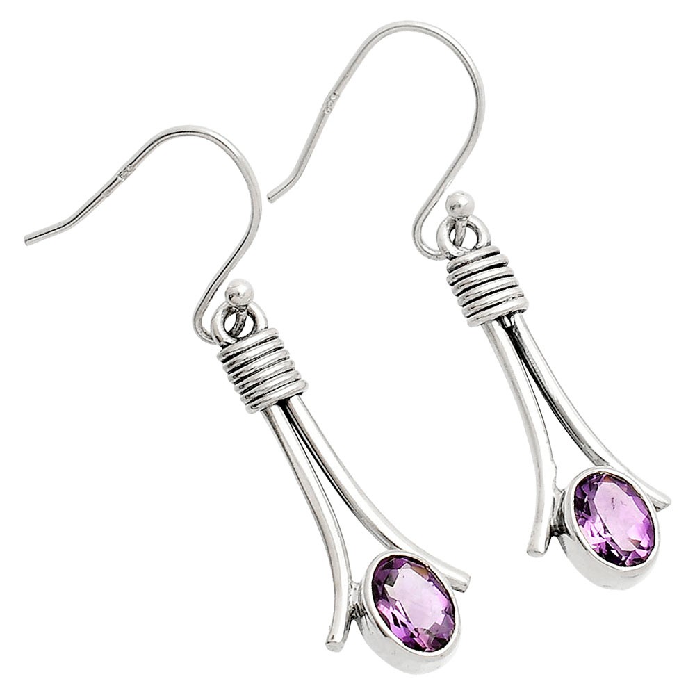 Natural African Amethyst 925 Sterling Silver Earrings Jewelry E-1046