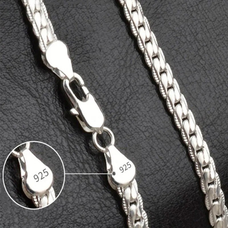 925 Sterling Solid Silver Chain Necklace Jewelry for Women Men Fashion Gif