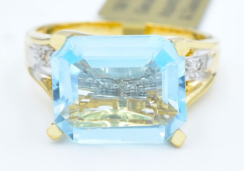 GENUINE 2.94 Cts AQUAMARINE & DIAMONDS RING 10K GOLD – Free Appraisal Service