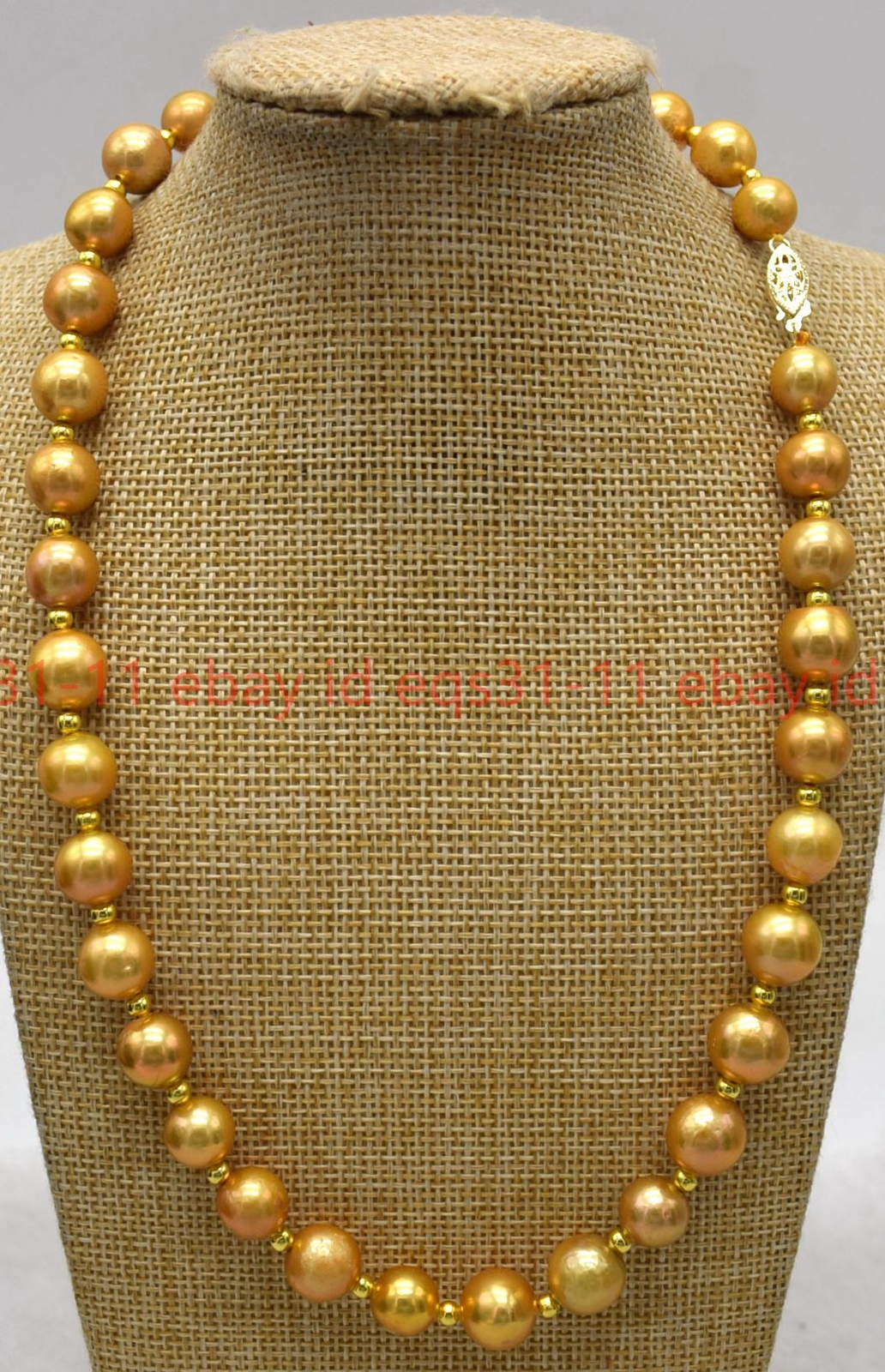 12-13MM NATURAL SOUTH SEA GOLDEN PEARL NECKLACE 14-36 INCHES