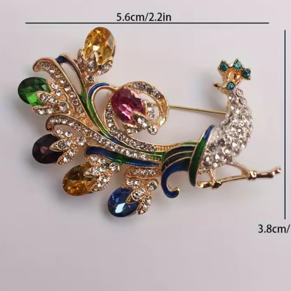 Luxury Rhinestone Multicolor Peacock Brooch Pin Animal Theme Women Jewelry Gift