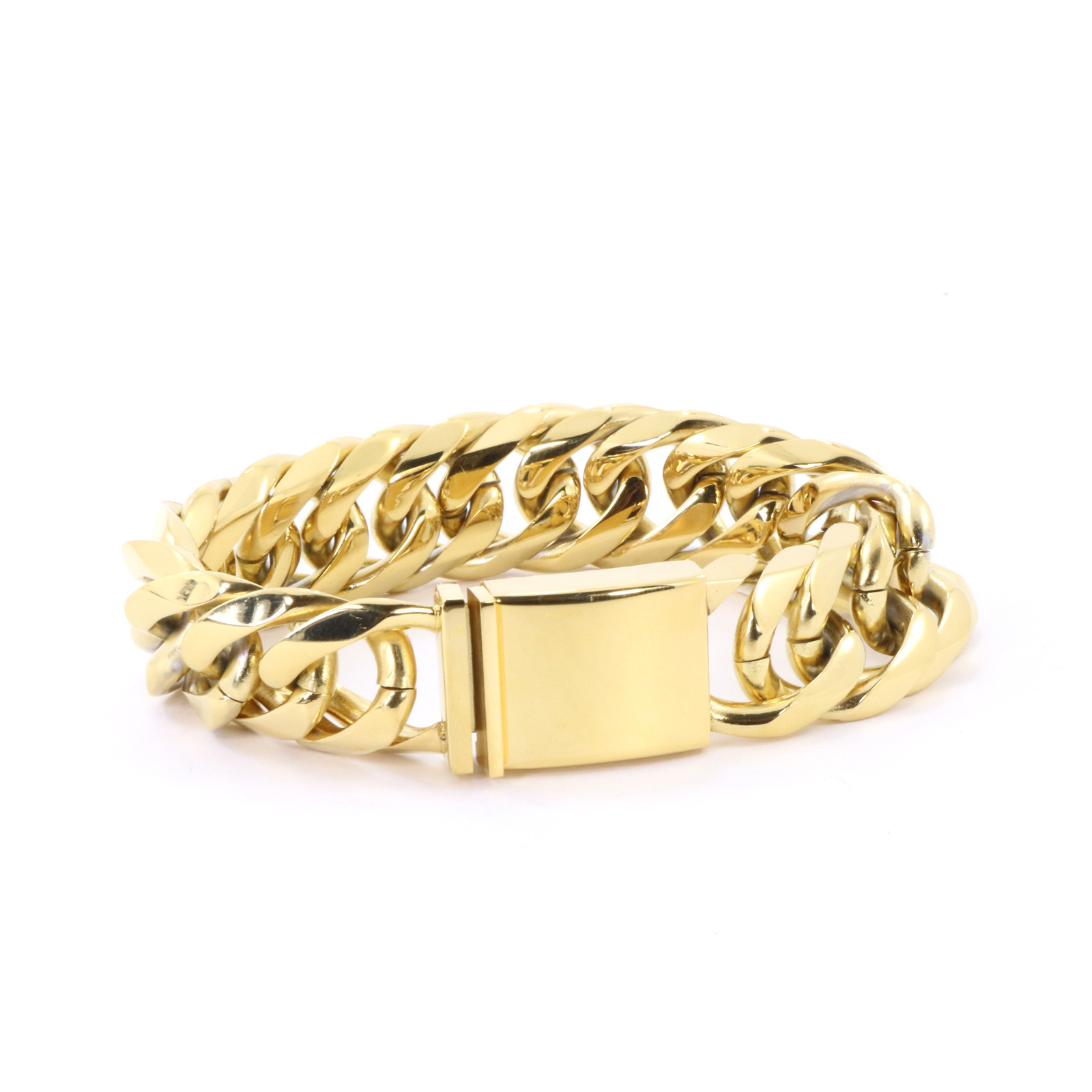 21mm SOLID 14K GOLD FINISH THICK HEAVY MIAMI CUBAN CHAIN & BRACELET 24”