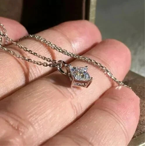 2Ct Princess Cut Lab-Created Diamond Solitaire Pendant 14K White Gold Plated