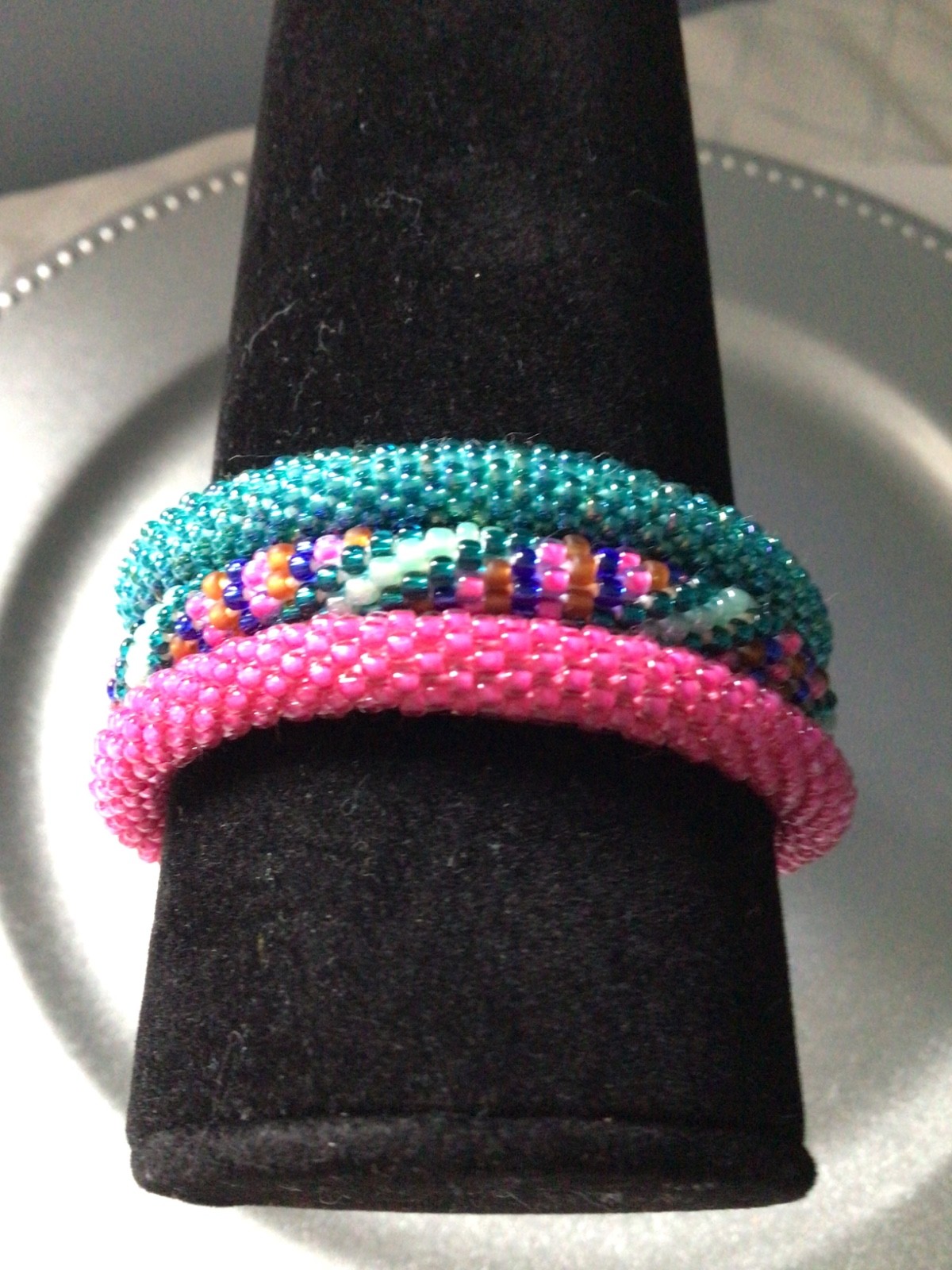SPARKLING TEAL & PINK 7″ ROLL ON SASHKA BRACELETS, 3 PCS