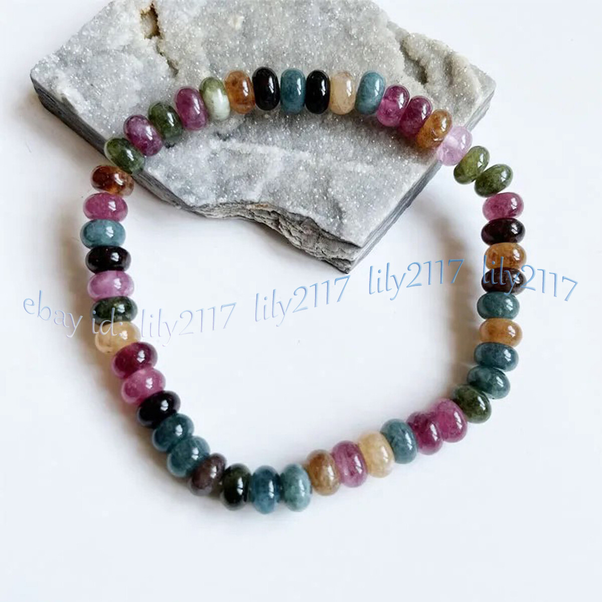 Natural Colorful Tourmaline Rondelle Gems Beads Necklace Bracelet Earrings Set