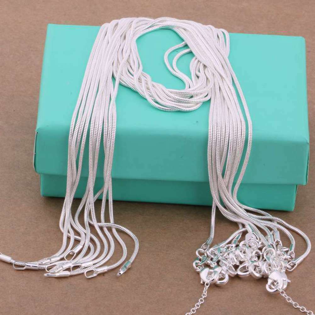 10PCS Wholesale 925 Sterling Solid Silver 1MM Snake Chain Necklace XXDC08