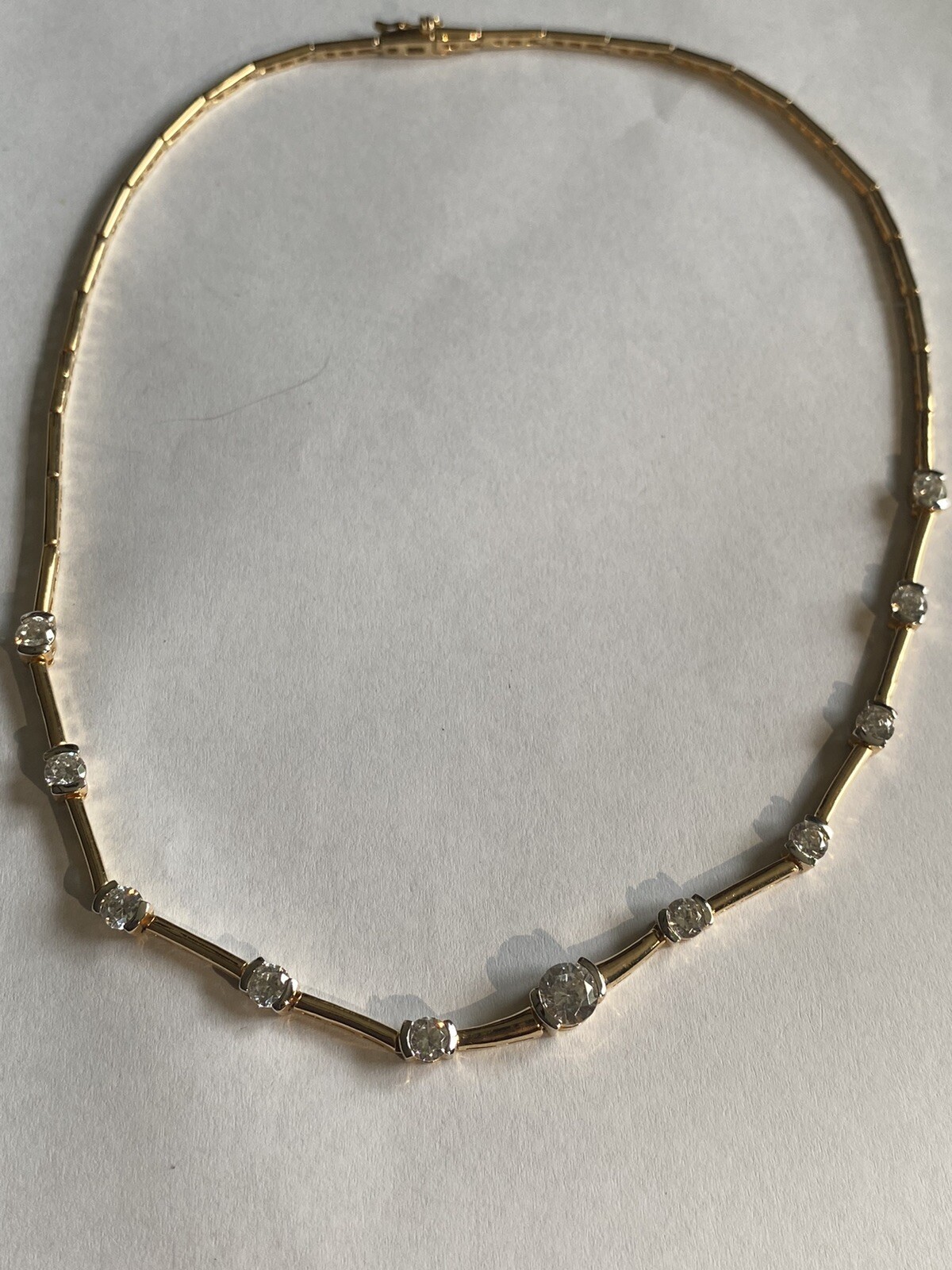 GOLD PLATED 925 STERLING SILVER CHAIN NECKLACE with SPARKLY CZCUBIC ZIRCONIA