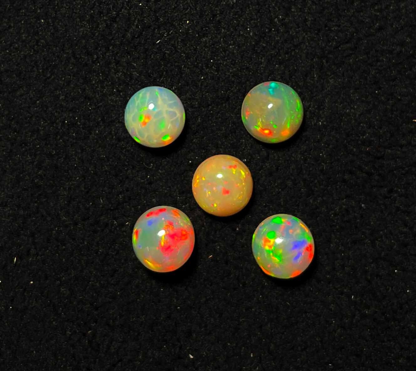 Natural Ethiopian Opal Round Cabochon Loose Gemstone Lot 5 Pcs 7 MM 5 CT