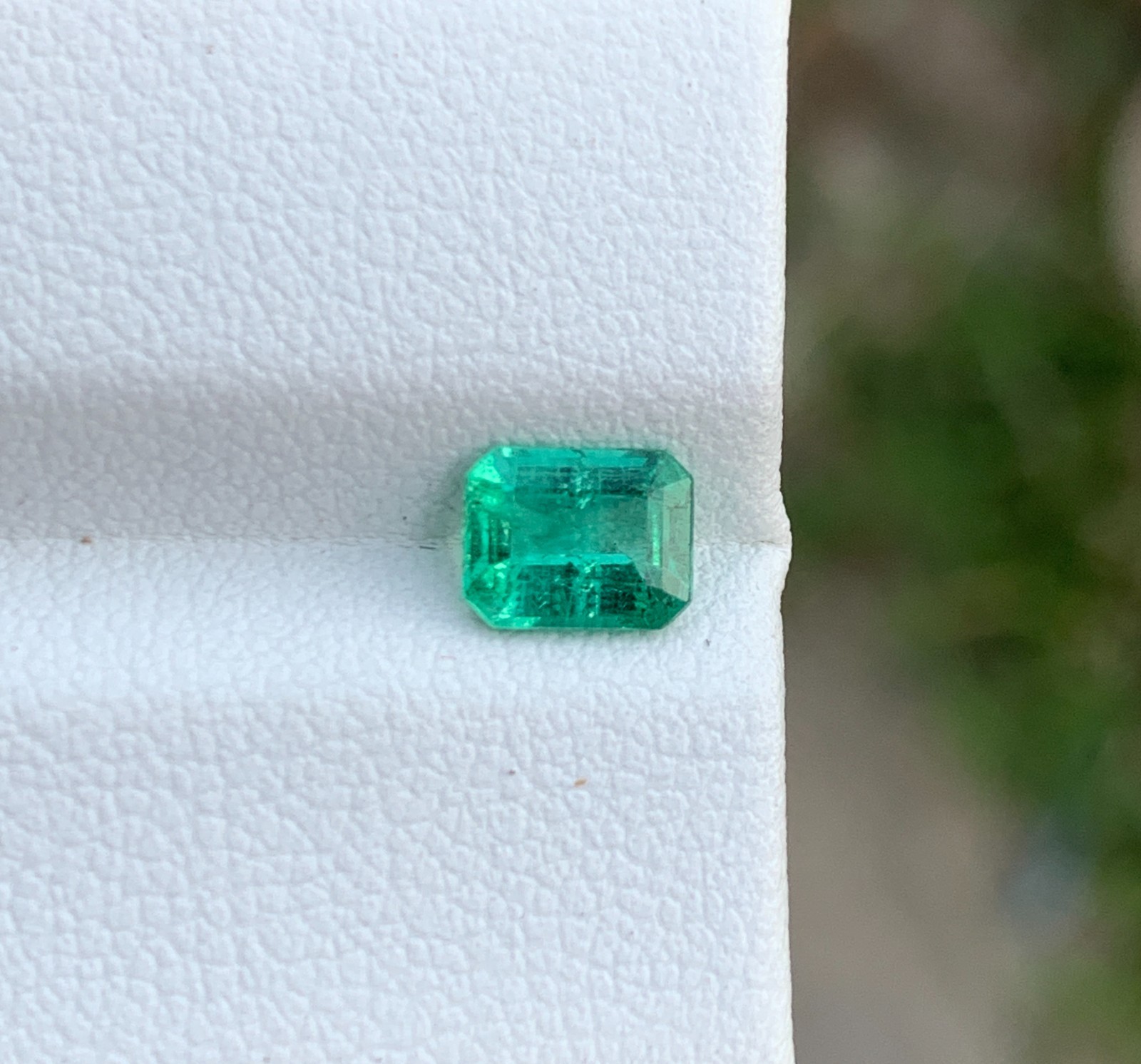Natural Zambian Emerald 0.785 Ct Octagon Cut Vivid Green Slightly Included