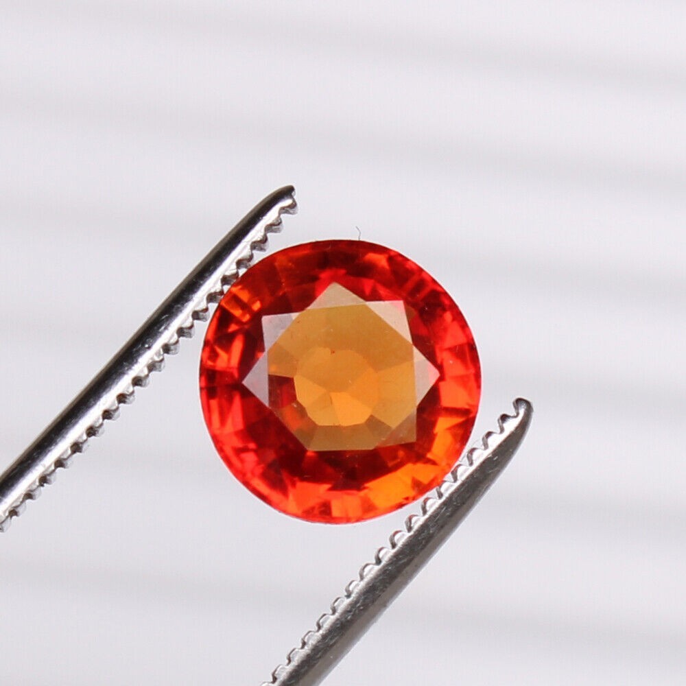 Certified 6.50 Carat. Orange Sapphire Round Cut Loose Gemstone Bright Fire AAA