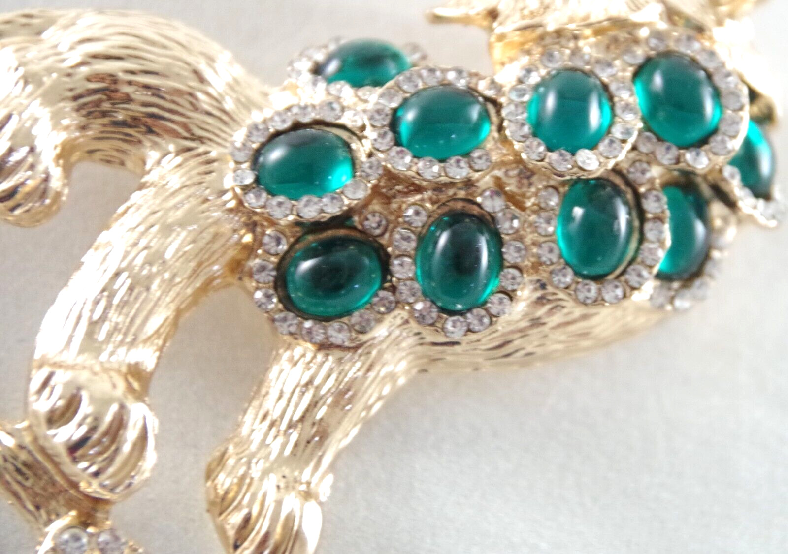 BIG 3″ NWOT UNSIGNED KENNETH JAY LANE STYLE RHINESTONE LION CAT PENDANT BROOCH